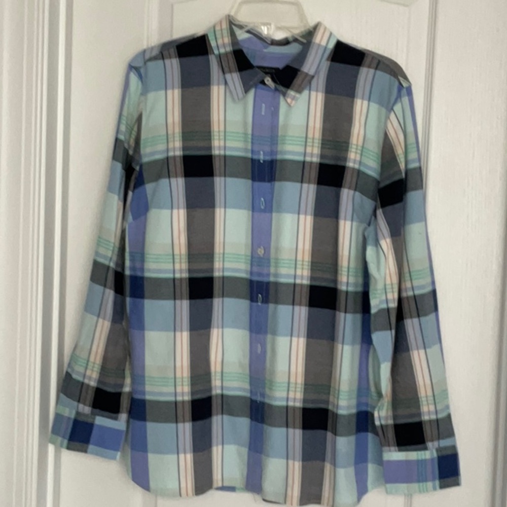 Talbots Blue and Black Button Down Shirt